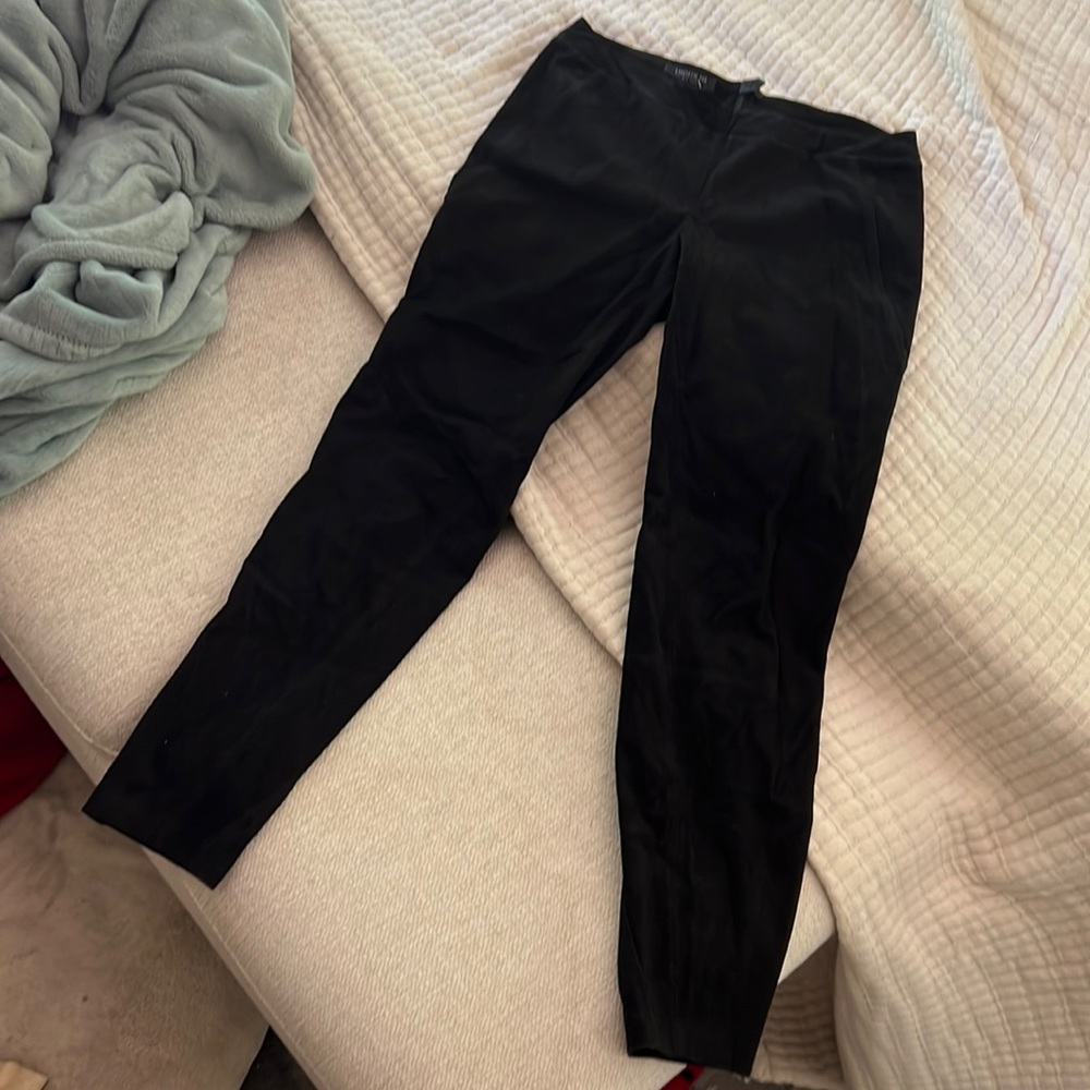 Black suede leather pants